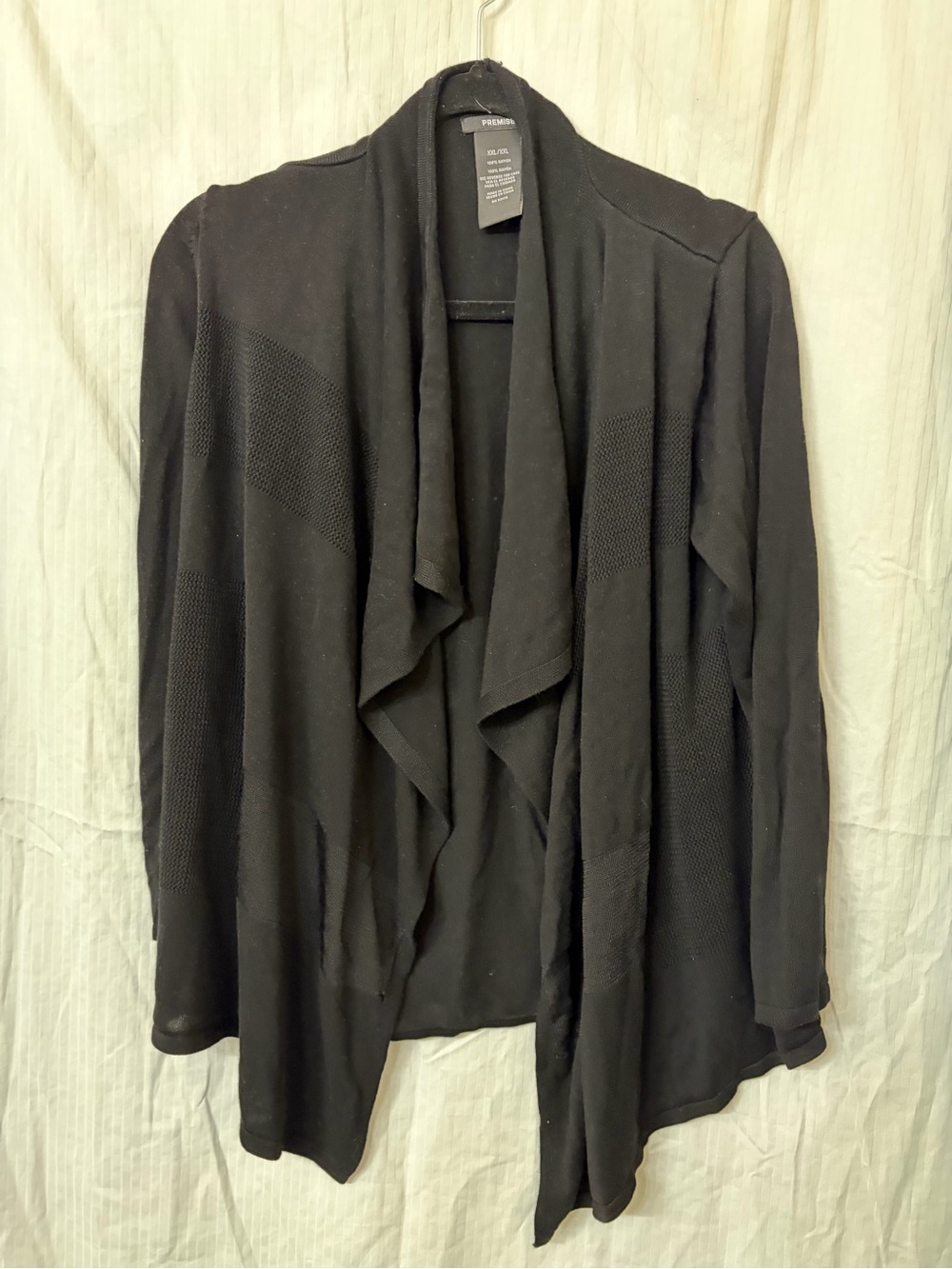 Premise Black Draped Open-Front Knit Jacket